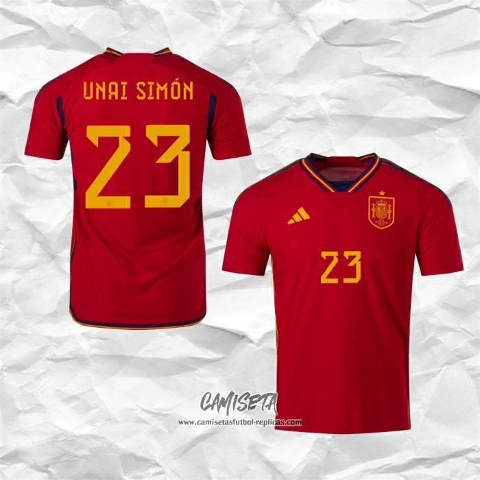 Primera Camiseta Espana Jugador Unai Simon 2022 Primera Camiseta Espana Jugador Unai Simon 2022